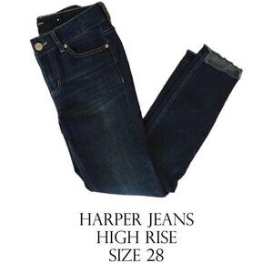 HARPER Jeans Sz 28 High Rise Cropped Skinny Raw‎ Angled Hem